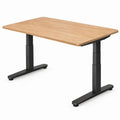 Höhenverstellbarer Schreibtisch aus Bambus und Stahl, Natur/Schwarz, 140 x 70 cm, Höhe 72–120 cm