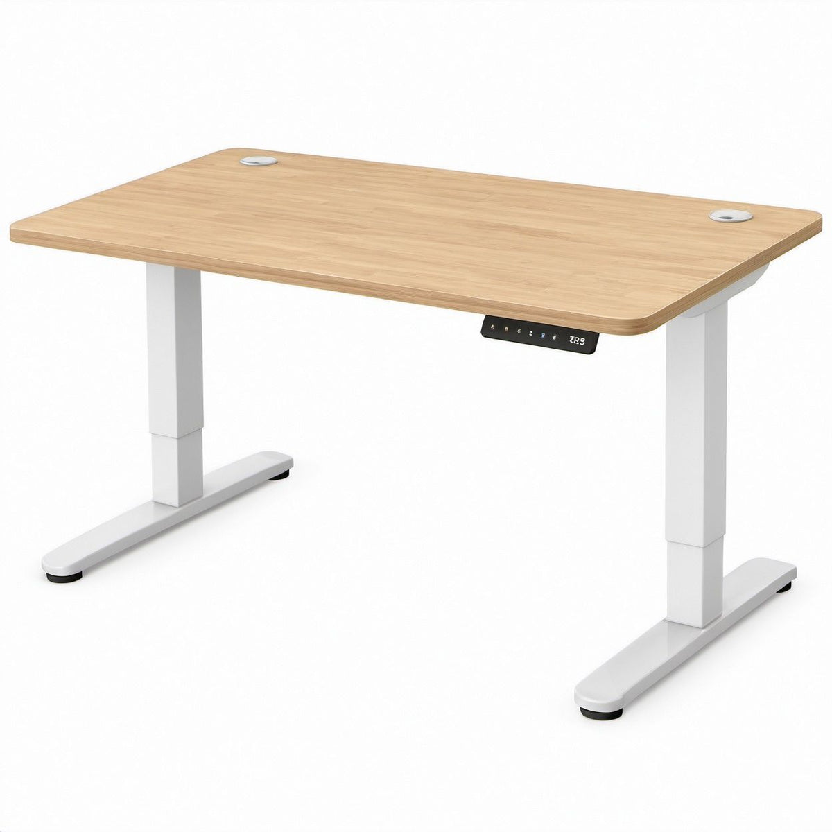 Elektrisch höhenverstellbarer Schreibtisch 120 x 60 cm, Eiche hell/Weiß, Höhe 72–120 cm