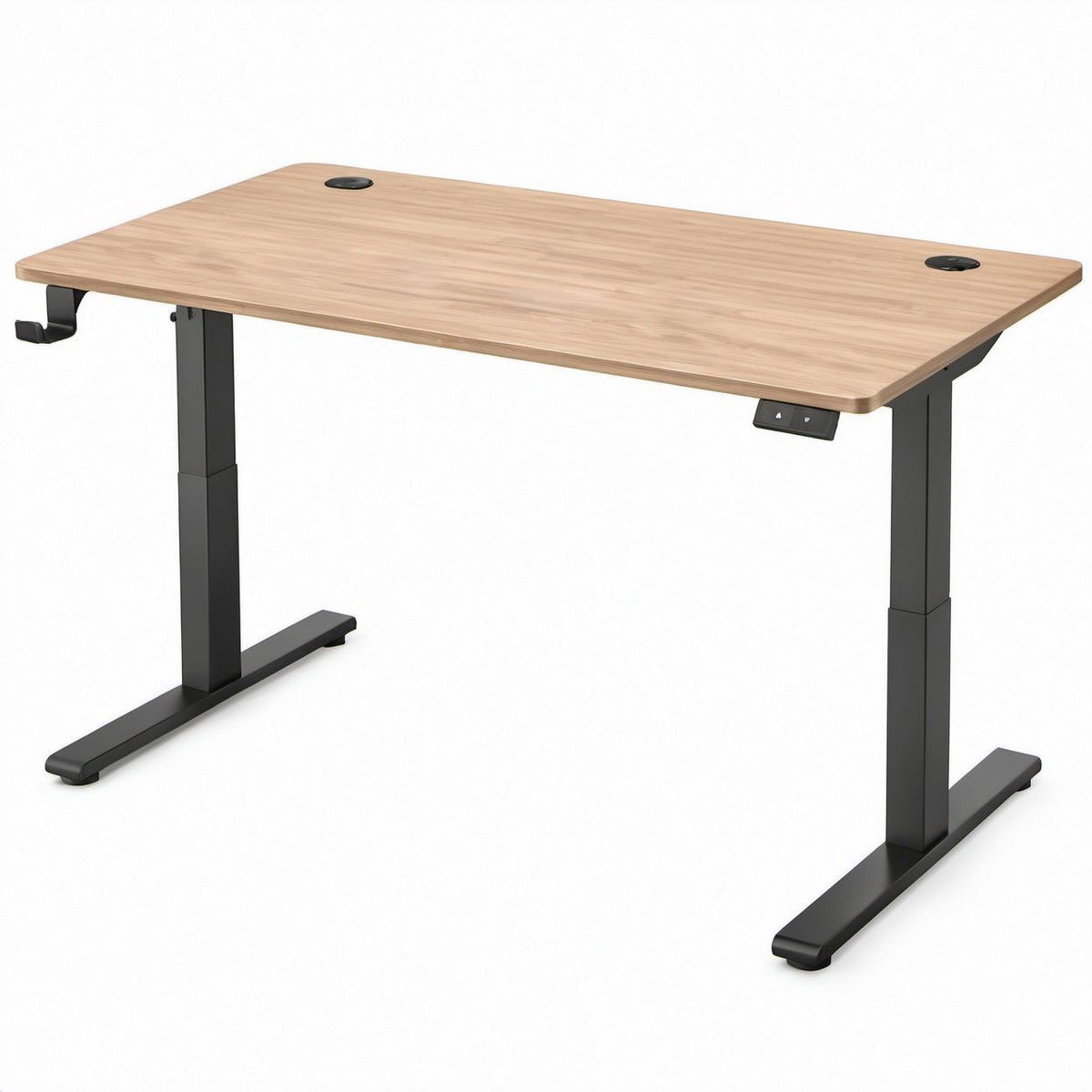 Elektrisch höhenverstellbarer Schreibtisch in Hellbraun/Schwarz, 120 x 60 cm, Höhe 72–118 cm