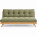 3-Sitzer-Sofa in Olivgrün und Hellbraun, Polyester und Massivholz, 220 x 86 x 84 cm