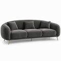 3-Sitzer-Sofa in Rundform, dunkelgrauer Polyestersamt, 220 x 92 x 78 cm