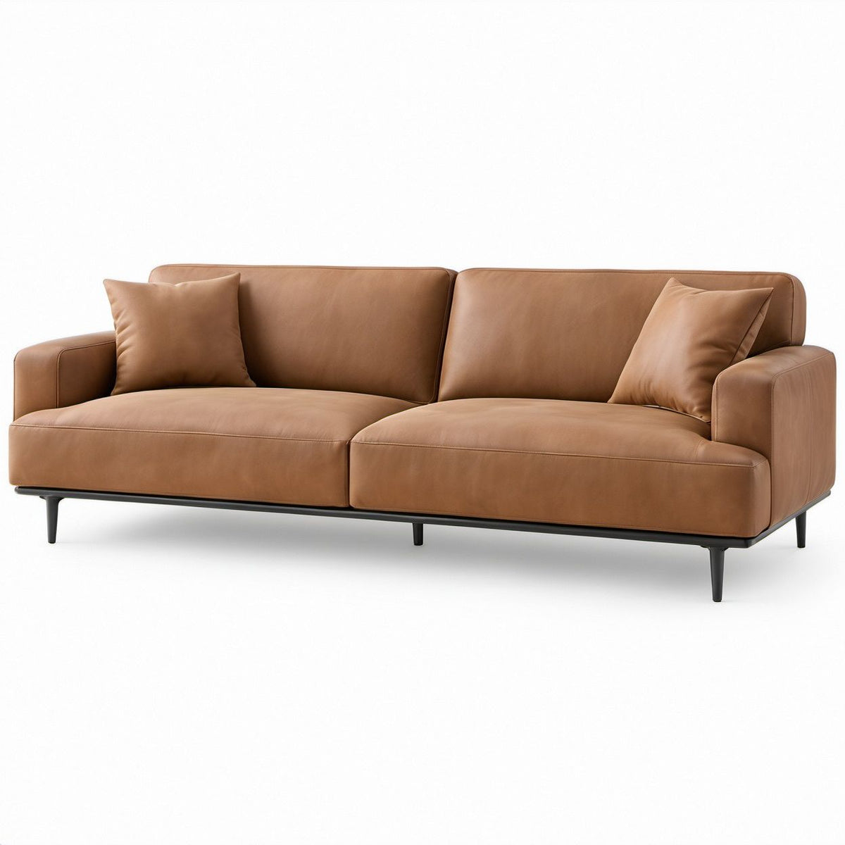 3-Sitzer-Sofa in Cognac und Schwarz, 220 x 95 x 84 cm