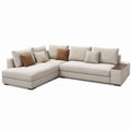 L-förmiges Ecksofa mit linksseitiger Recamiere, Ablagefläche und Polyesterbezug, Beige/Dunkelbraun/Braun, 290 x 165 x 86 cm