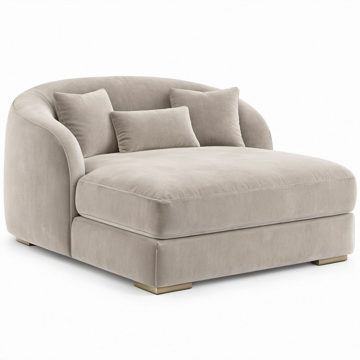 Loungesessel 1,5-Sitzer in Taupe mit goldfarbenen Füßen, 145 x 120 x 82 cm