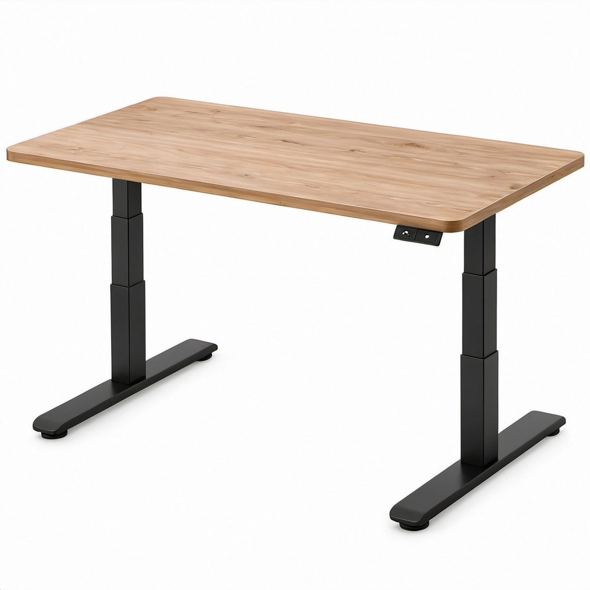Elektrisch höhenverstellbarer Schreibtisch in Eichenoptik/Schwarz, 120 x 60 cm, Höhe 72–120 cm