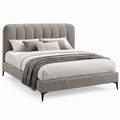 Rechteckiges Doppelbett aus Polyester-Samt in Grau, 160 x 200 cm