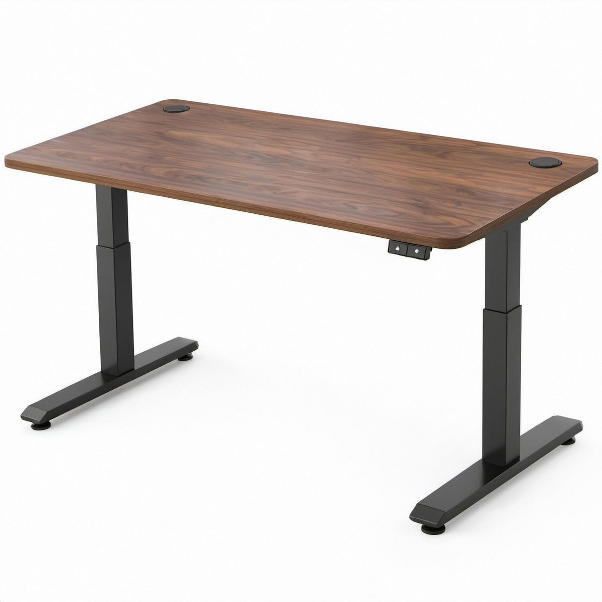 Elektrisch höhenverstellbarer Schreibtisch 120 x 60 cm, Nussbaum/Schwarz, Höhe 72–120 cm